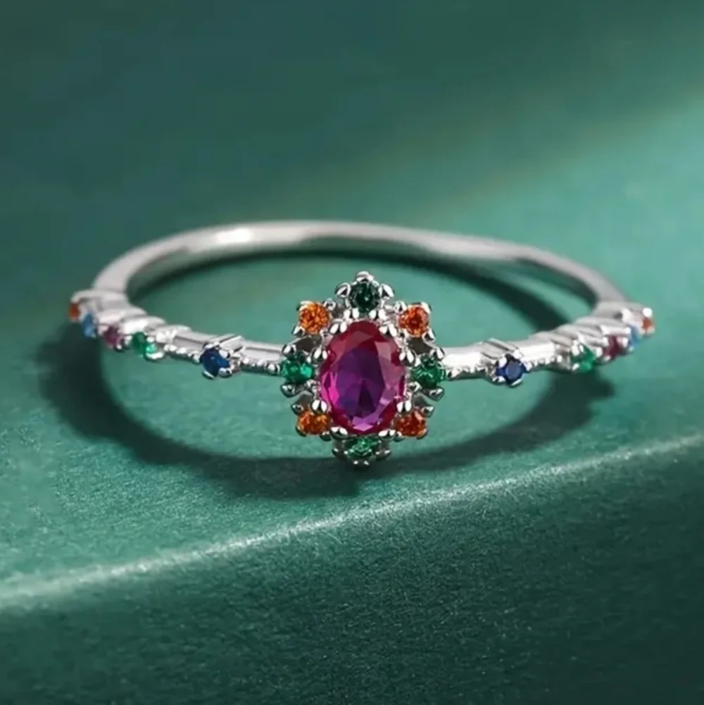 Sterling Silver Multicolor Gemstone Ring